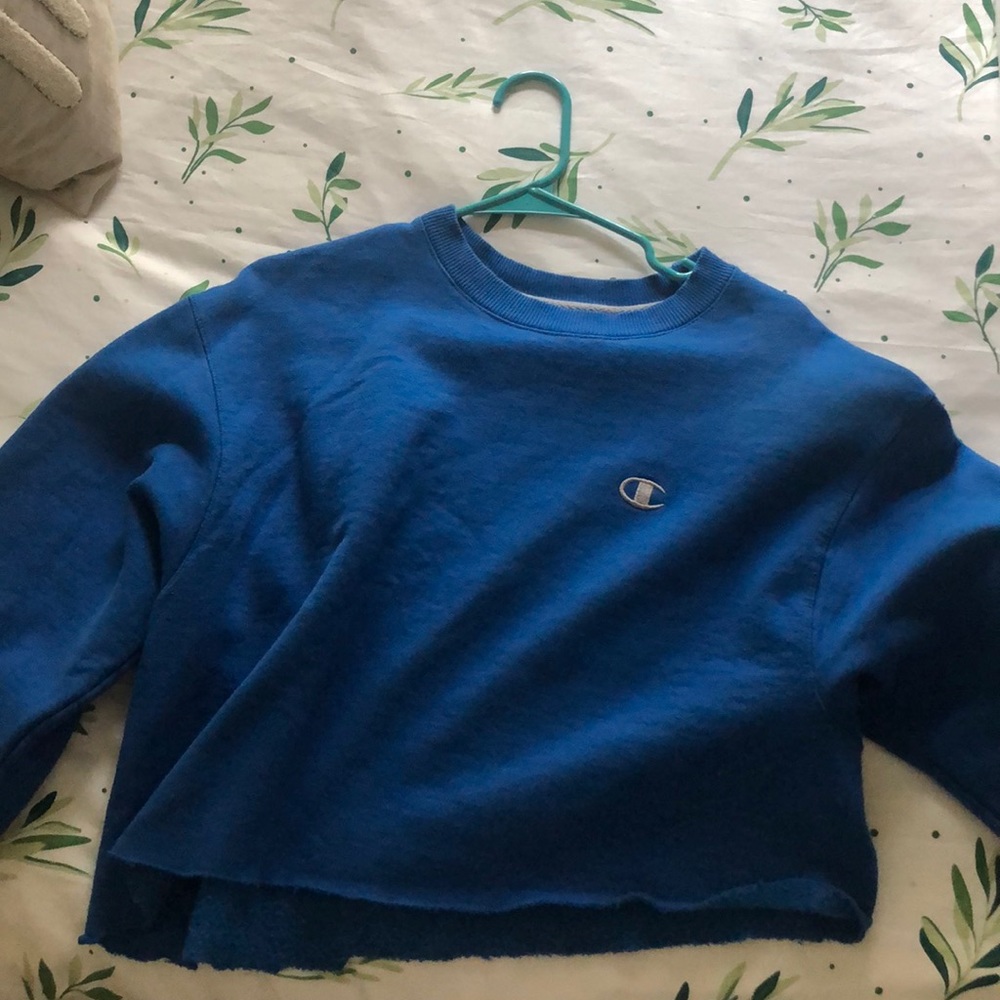 Cropped blue champion crew neck